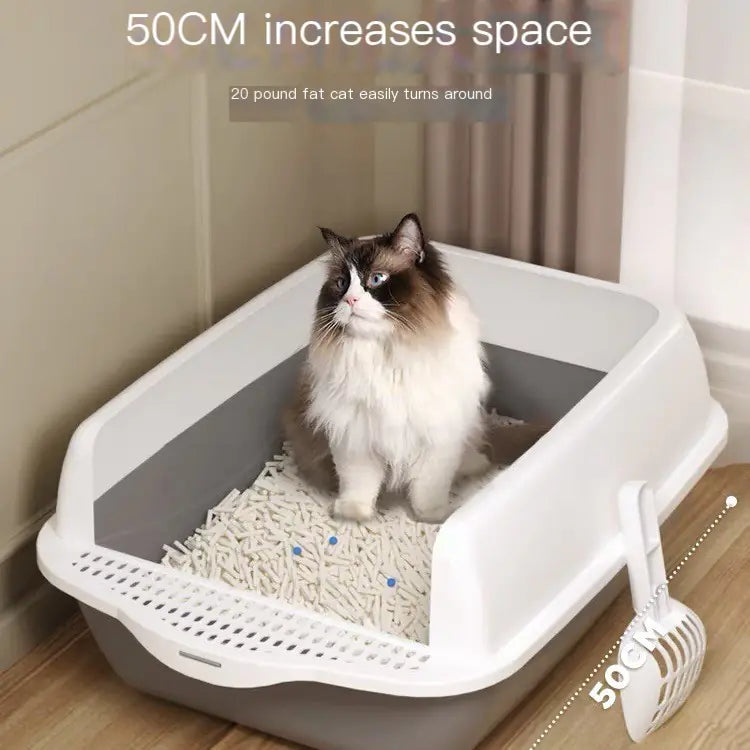 Grand bac à litière semi-fermé pour chat PurrGuard™