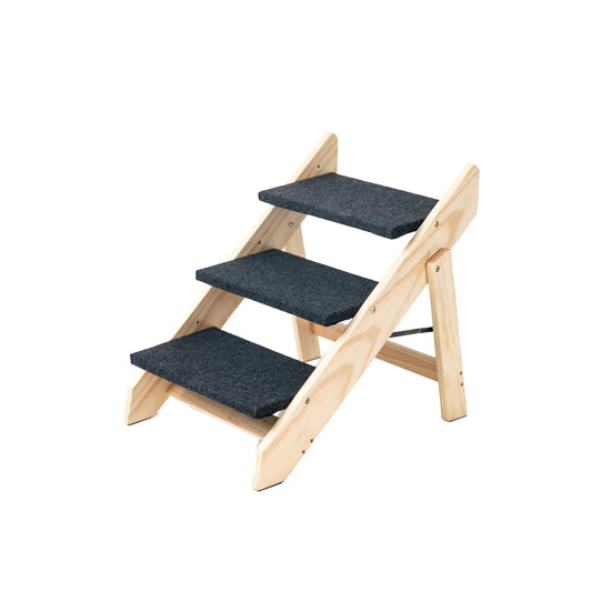 Wood Pet Stairs & Ramp – Foldable 3-Level Access for Pets